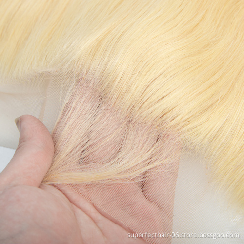 Wholesale Vendors Cuticle Aligned Virgin Hair 613 Frontal 13*4 Lace Closure